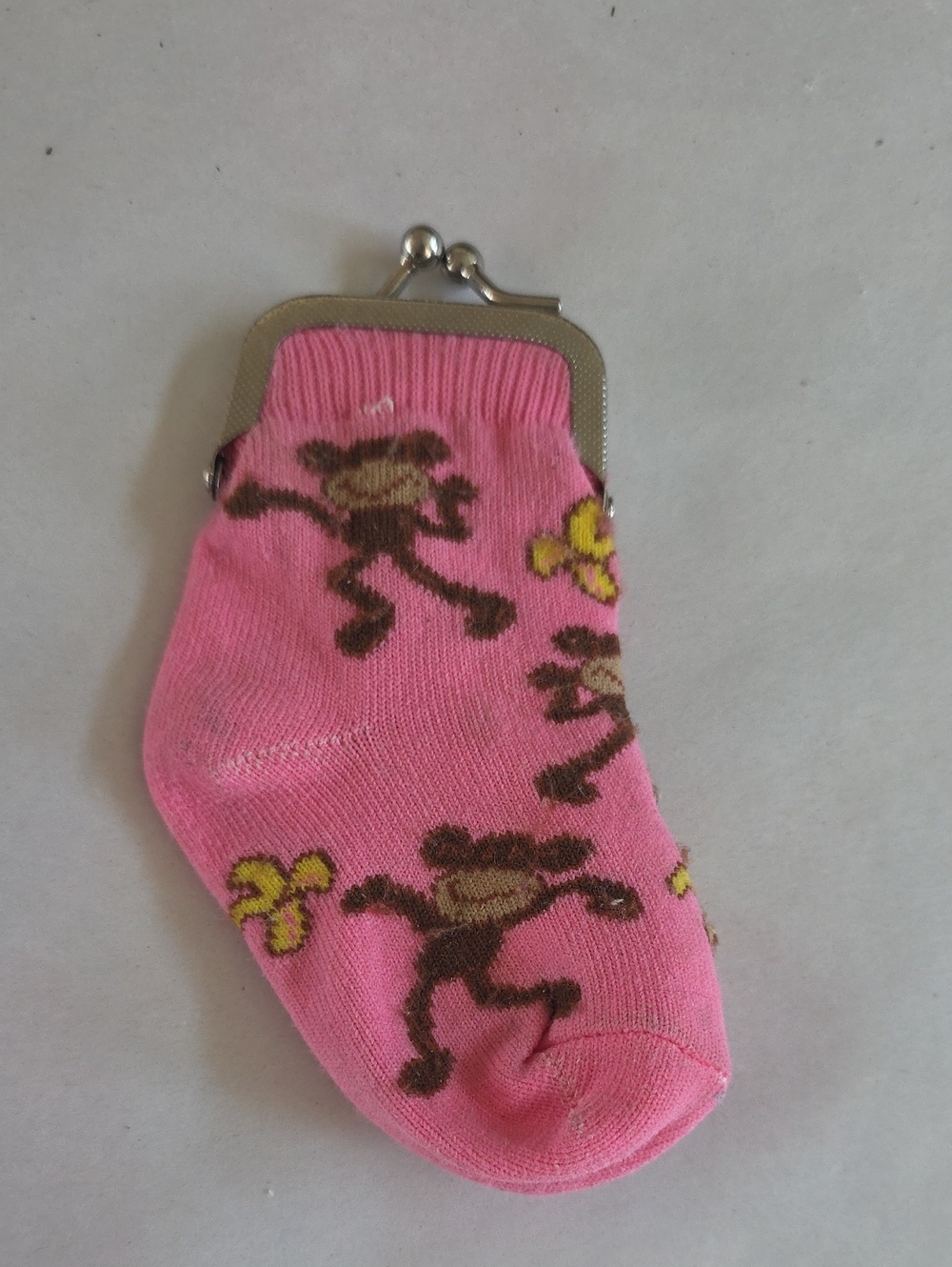3/$10 Pink Monkey Print Coin Purse with Kiss-Lock Frame